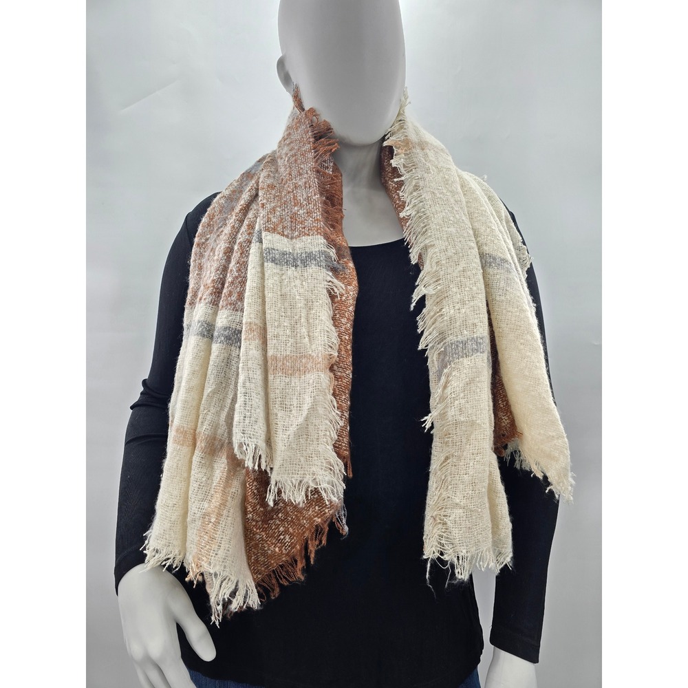 Plaid Fringe Large Square Y2K Scarves Cottage Fairy Wraps Cozy Chic Scarf OS - Picture 2 of 4